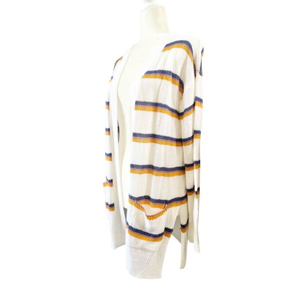 SO Women's Multicolored Striped Open Front Cardigan Small - Picture 3 of 13